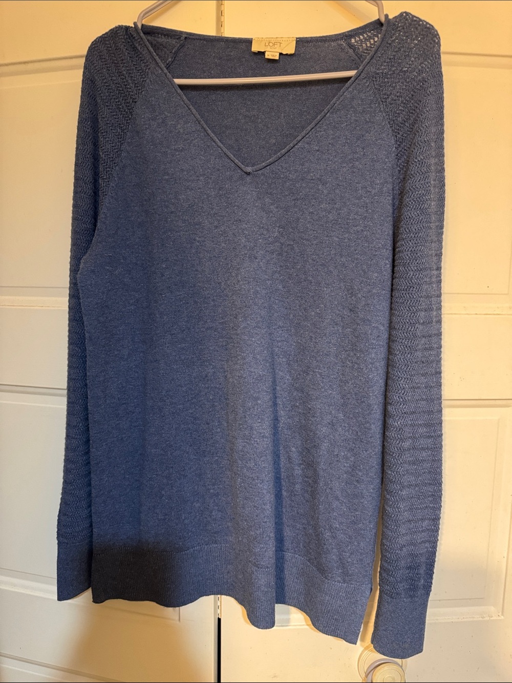 LOFT V-Neck Heather Blue Women's Sweater